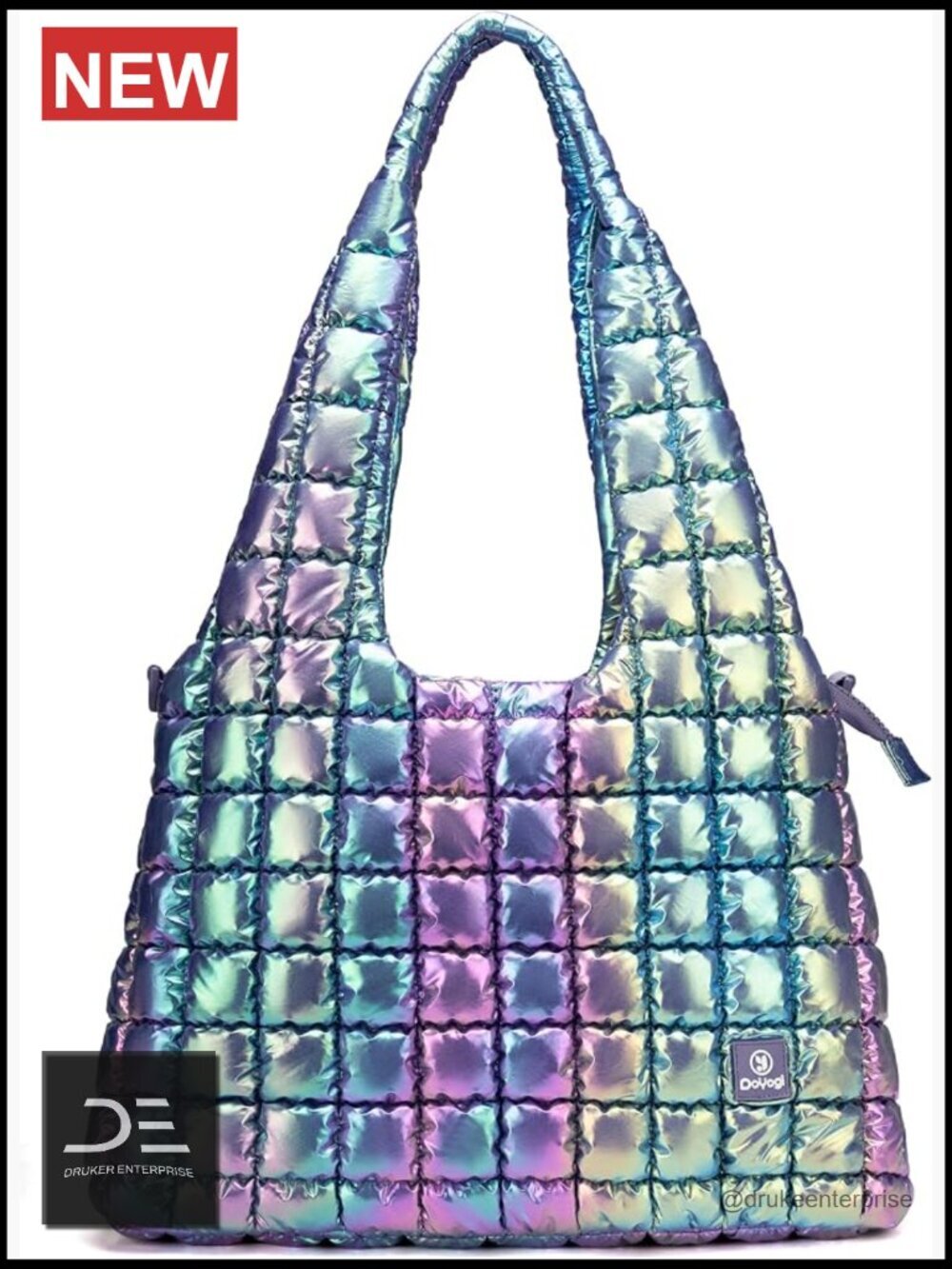 Quilted Puffer Tote Bag, Large Lightweight Nylon Handbag, Hobo Shoulder Bag